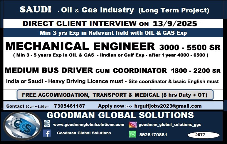 OIL & GAS  MAINTENANCE  PROJECT – SAUDI ARABIA   ONLINE INTERVIEW (IMMEDIATE DEPARTURE) VISA WAKALA READY