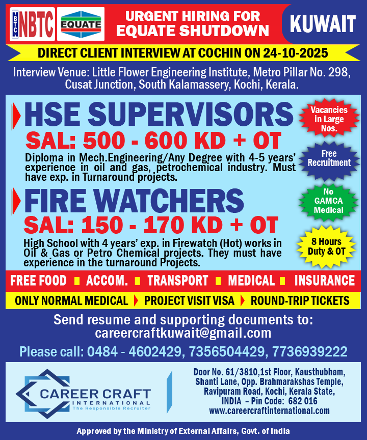 NBTC conducts a direct client interview at Kochi on 24th September, 2025 –
