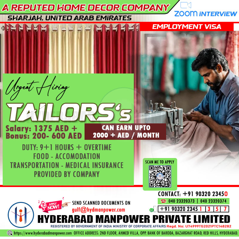 Hiring for Sharjah, UAE