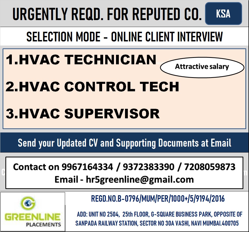 urgently required for a reputed co