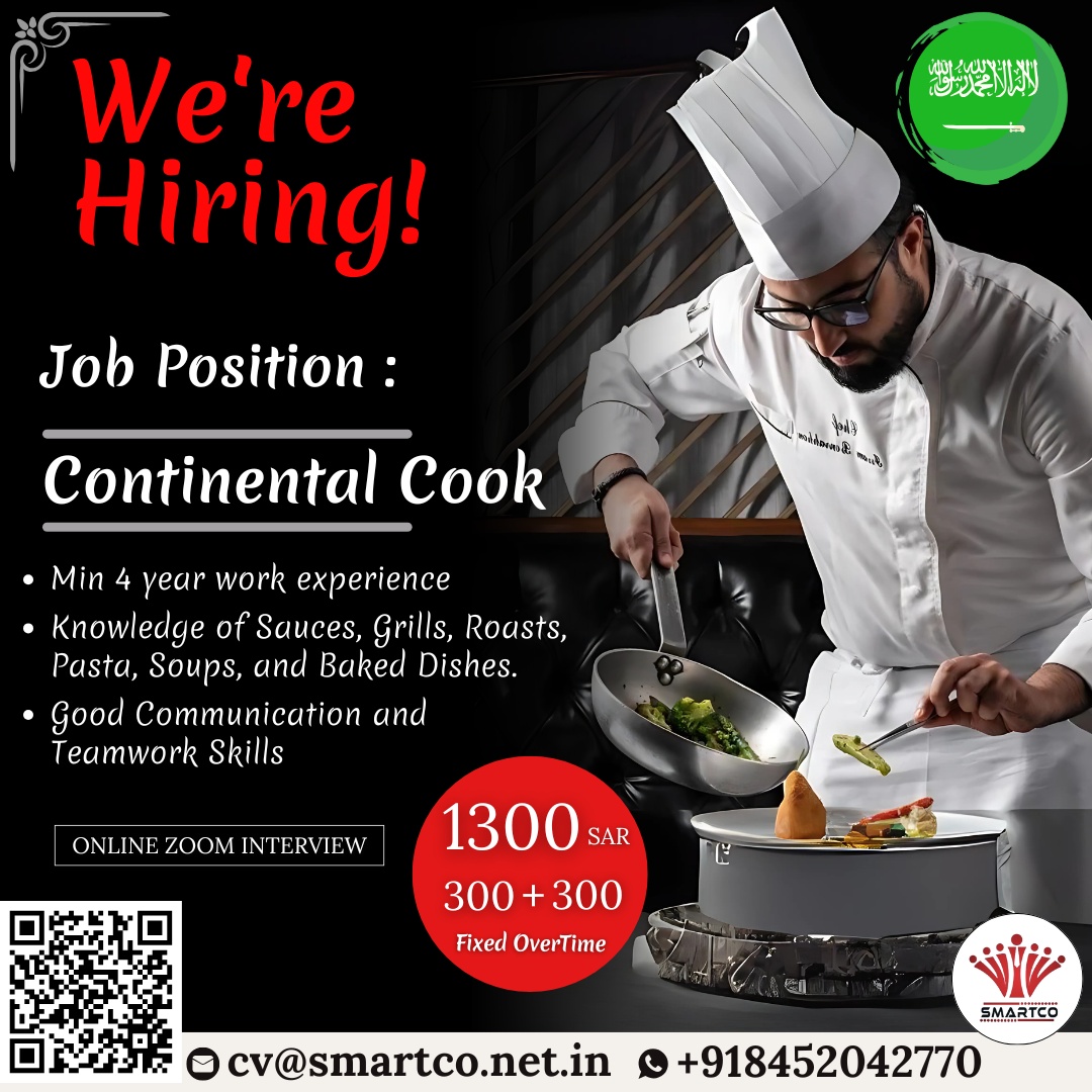 We’re Hiring! Job Position: Continental Cook