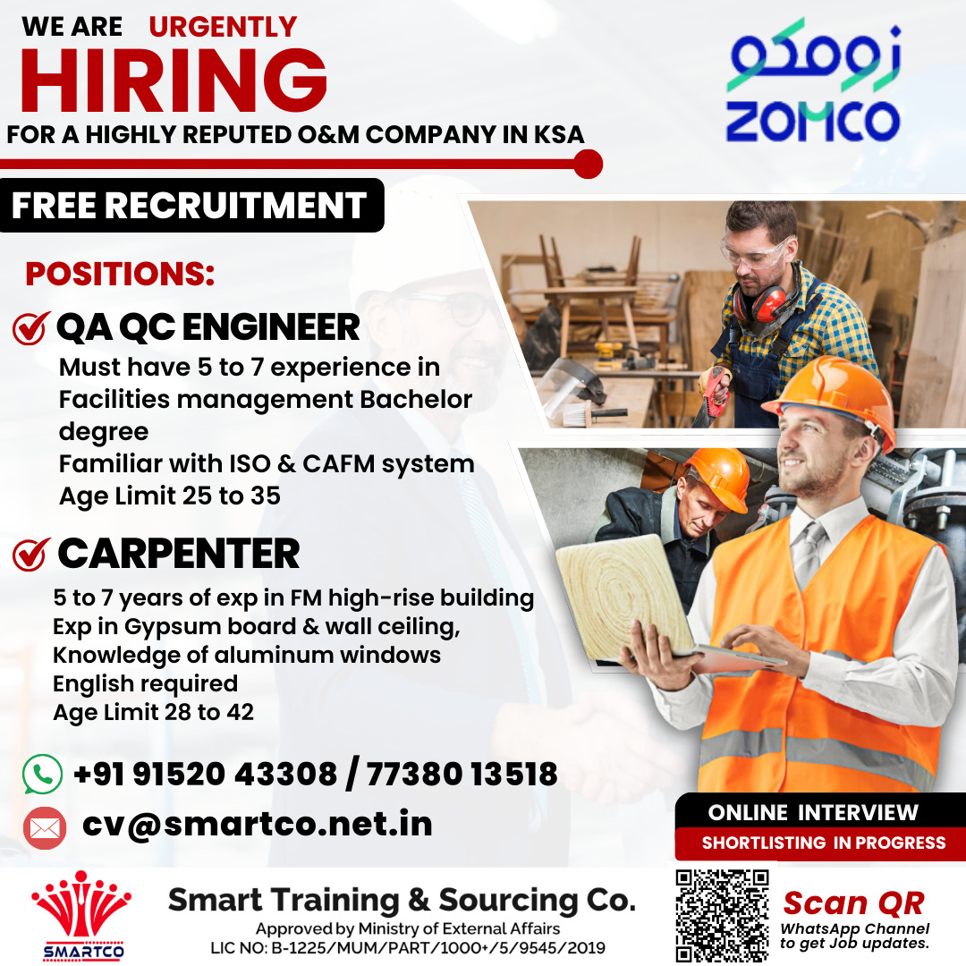 WE ARE URGENTLY HIRING FOR A HIGHLY REPUTED O&M COMPANY IN KSA