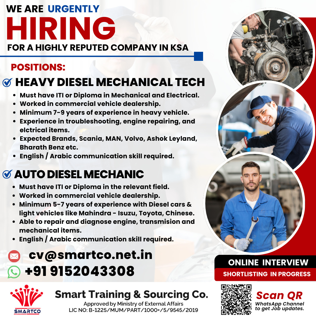 WE ARE URGENTLY HIRING FOR A HIGHLY REPUTED COMPANY IN KSA