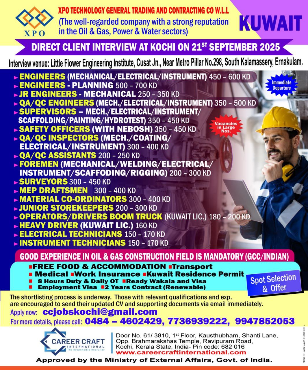 Client Interview at Kochi on 21st September, 2025 for XPO, Kuwait –