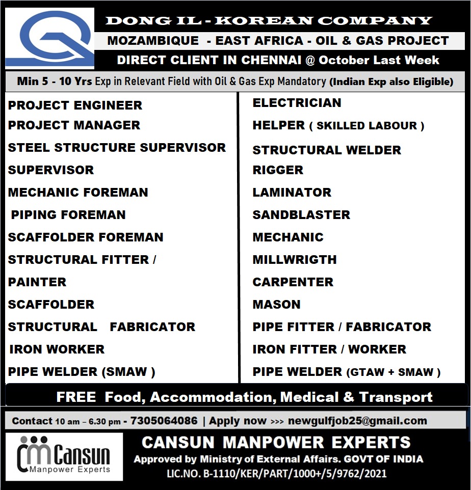 MOZAMBIQUE – EAST AFRICA – OIL & GAS PROJECT 