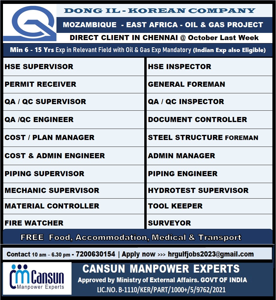 MOZAMBIQUE – EAST AFRICA – OIL & GAS PROJECT 