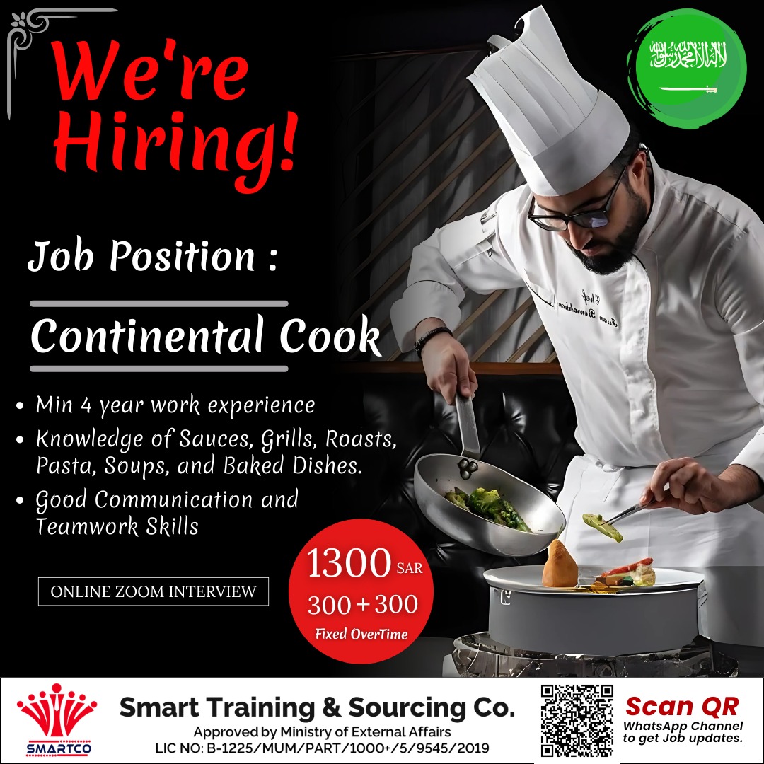 We’re Hiring!  Job Position: Continental Cook