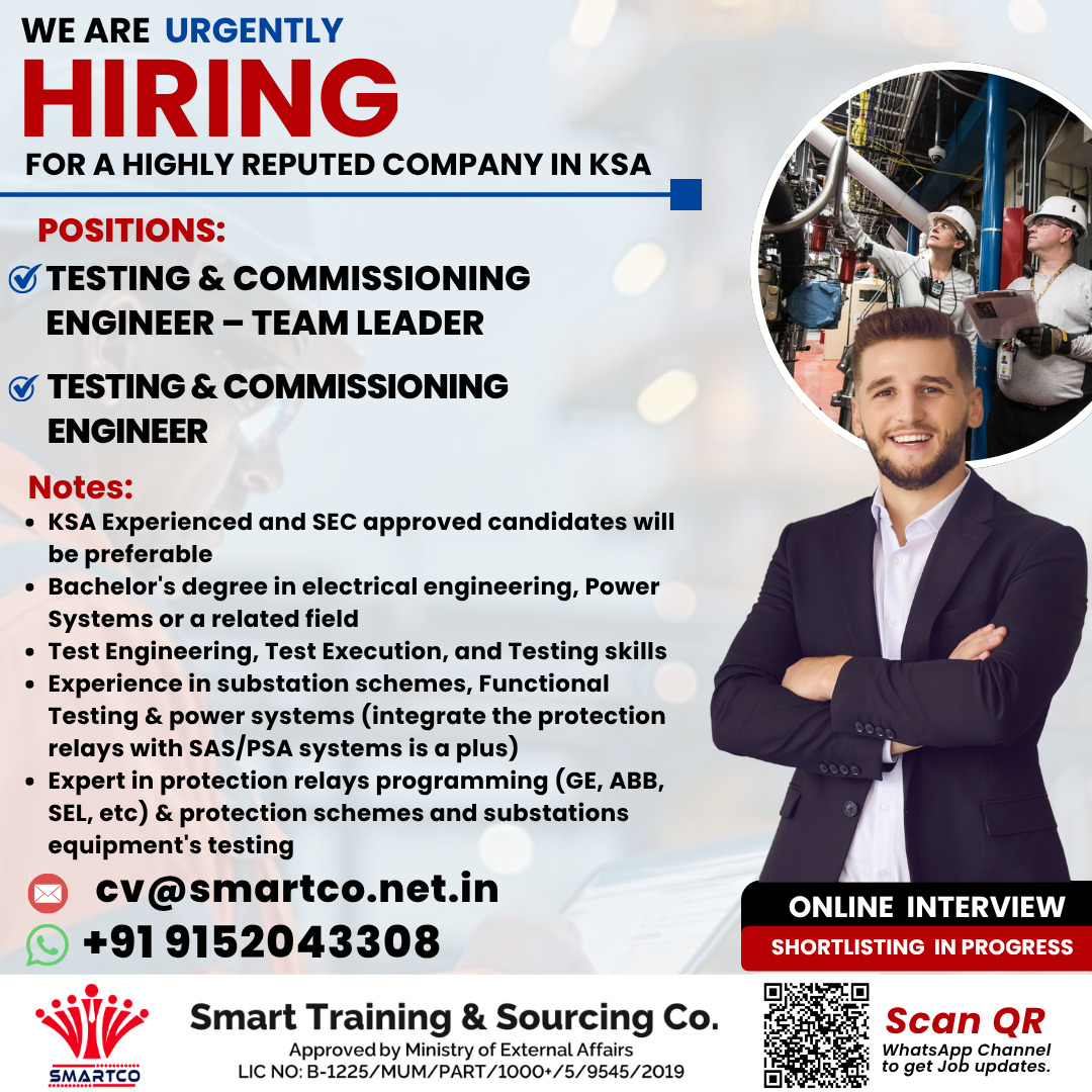 WE ARE URGENTLY HIRING For a Highly Reputed Company in KSA