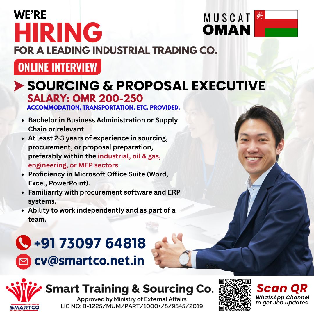 URGENTLY REQUIRED FOR OMAN FOR A LEADING INDUSTRIAL TRADING CO.