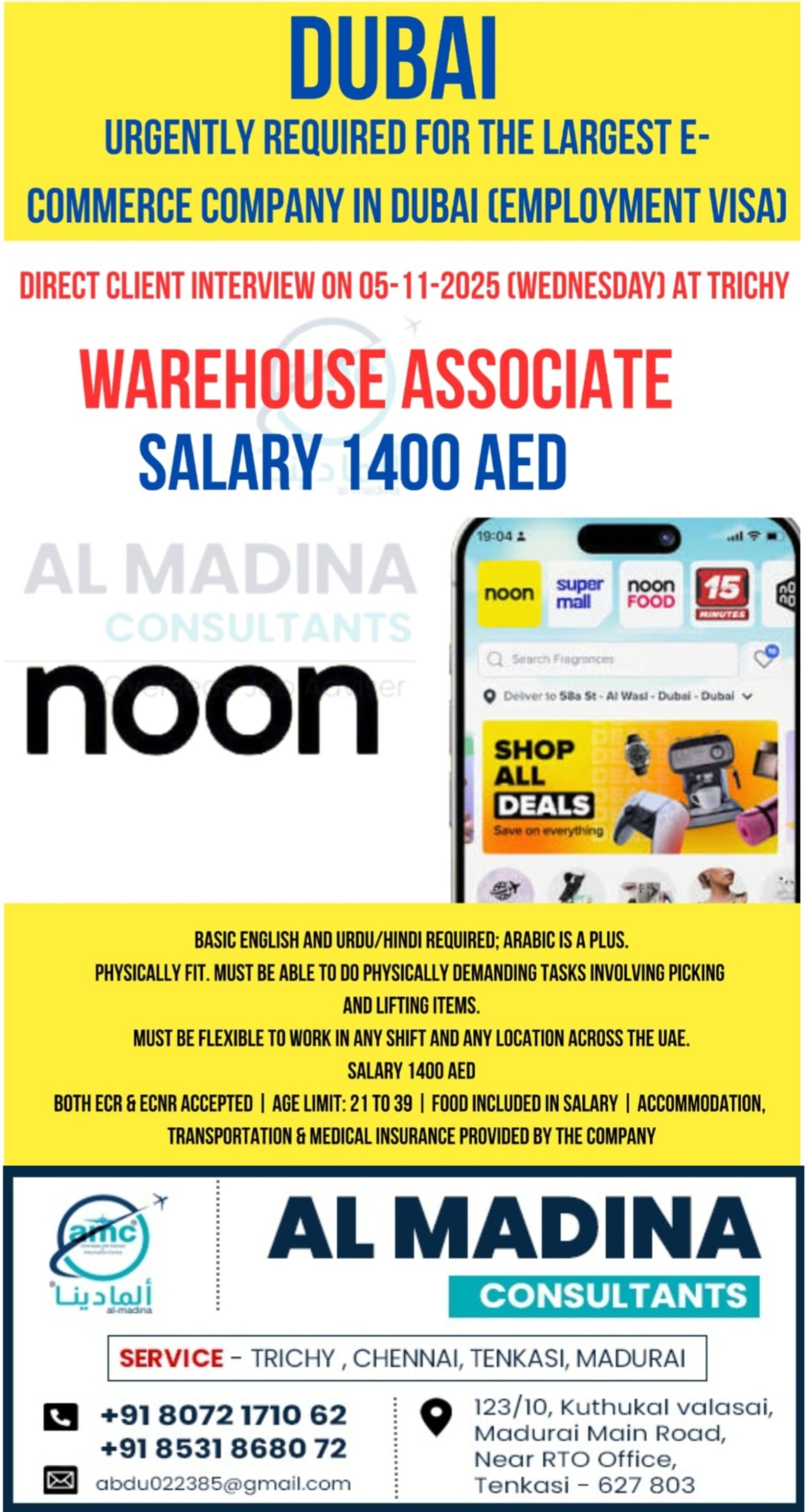 DUBAI  URGENTLY REQUIRED FOR THE LARGEST E-COMMERCE COMPANY IN DUBAI CEMPLOYMENT VISA)