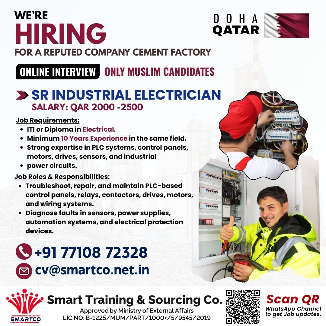 URGENTLY REQUIRED FOR QATAR (ONLY MUSLIM) FOR A REPUTED COMPANY CEMENT FACTORY