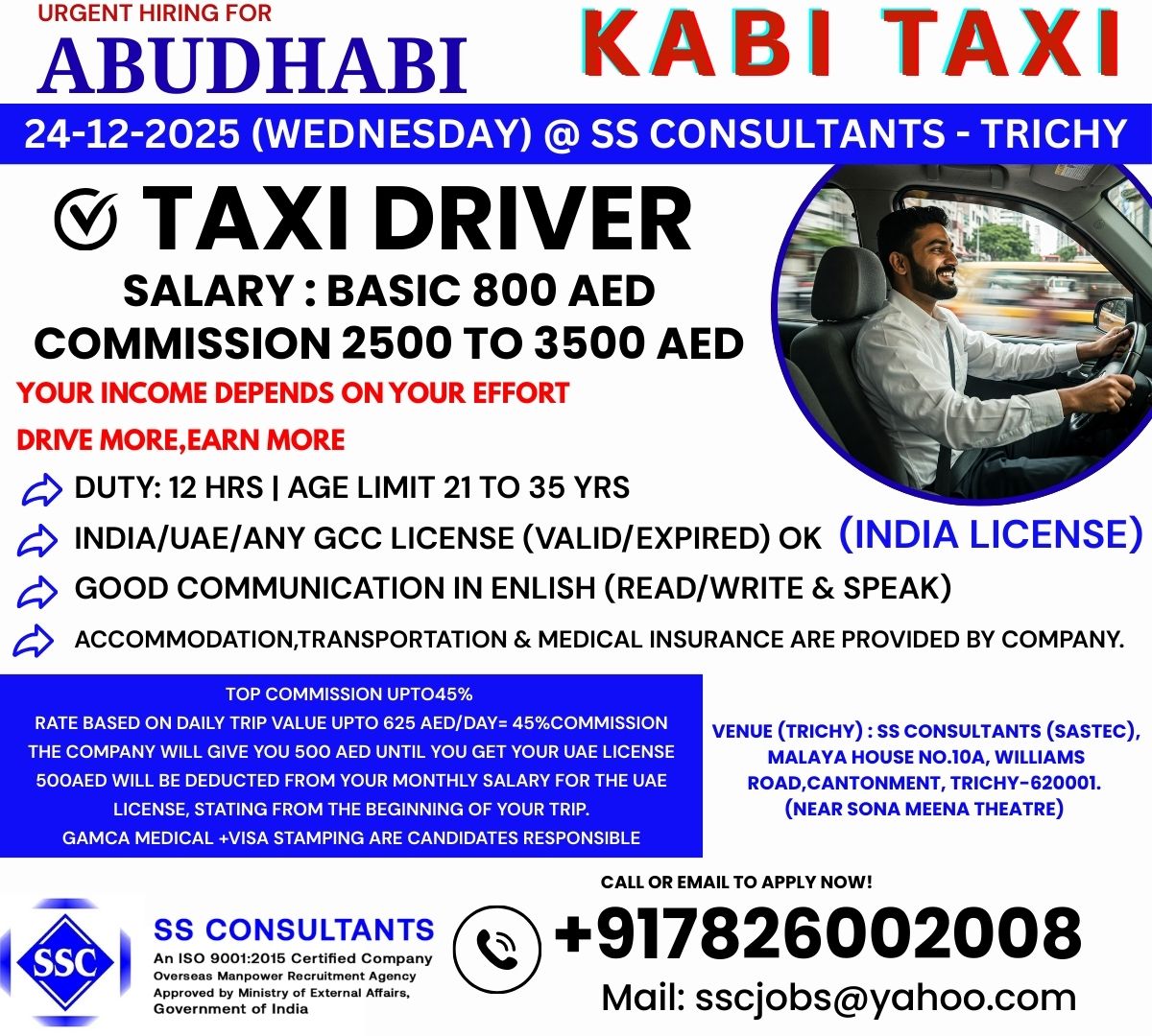 Abu Dhabi Taxi Driver Vacancy 2025 – High Commission, Free Accommodation & Transport