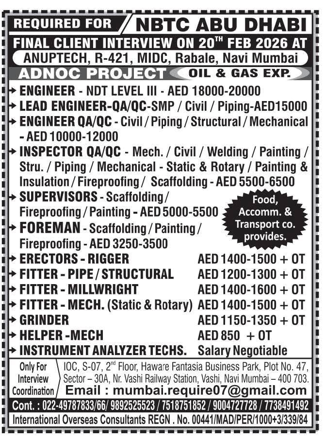 Kuwait NBTC Company Vacancy
