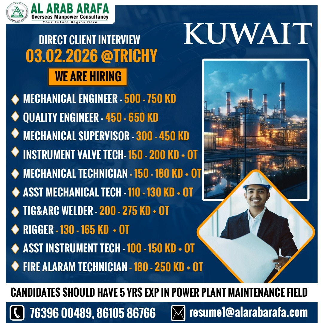 DIRECT CLIENT INTERVIEW ON 03.02.2026 @ TRICHY