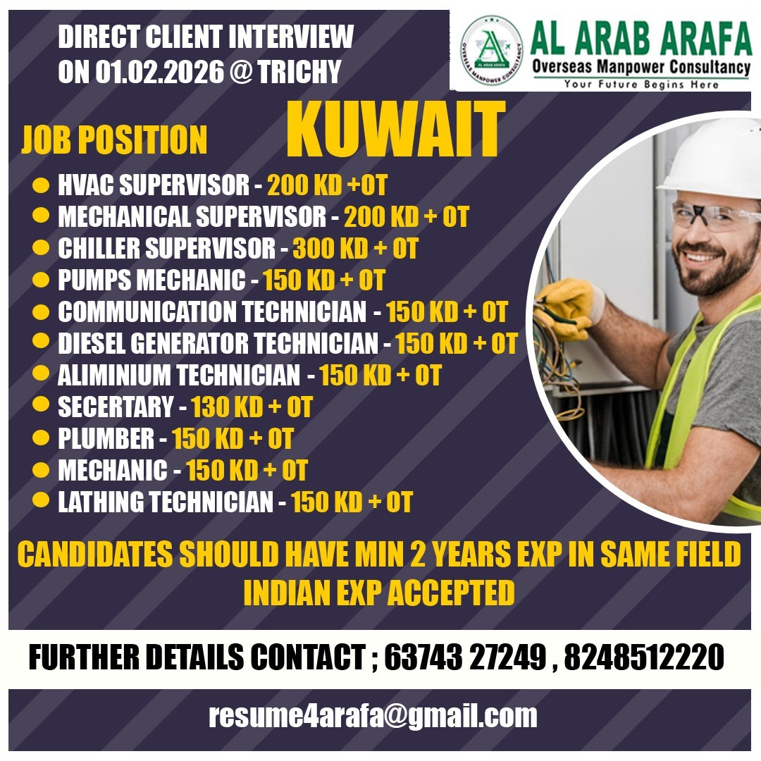 DIRECT CLIENT INTERVIEW ON 01.02.2026 @ TRICHY