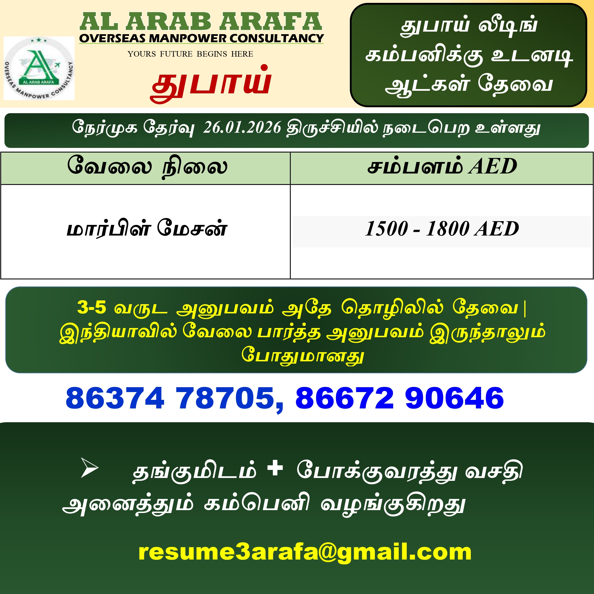 DIRECT CLIENT INTERVIEW ON 30.01.2026 @ TRICHY