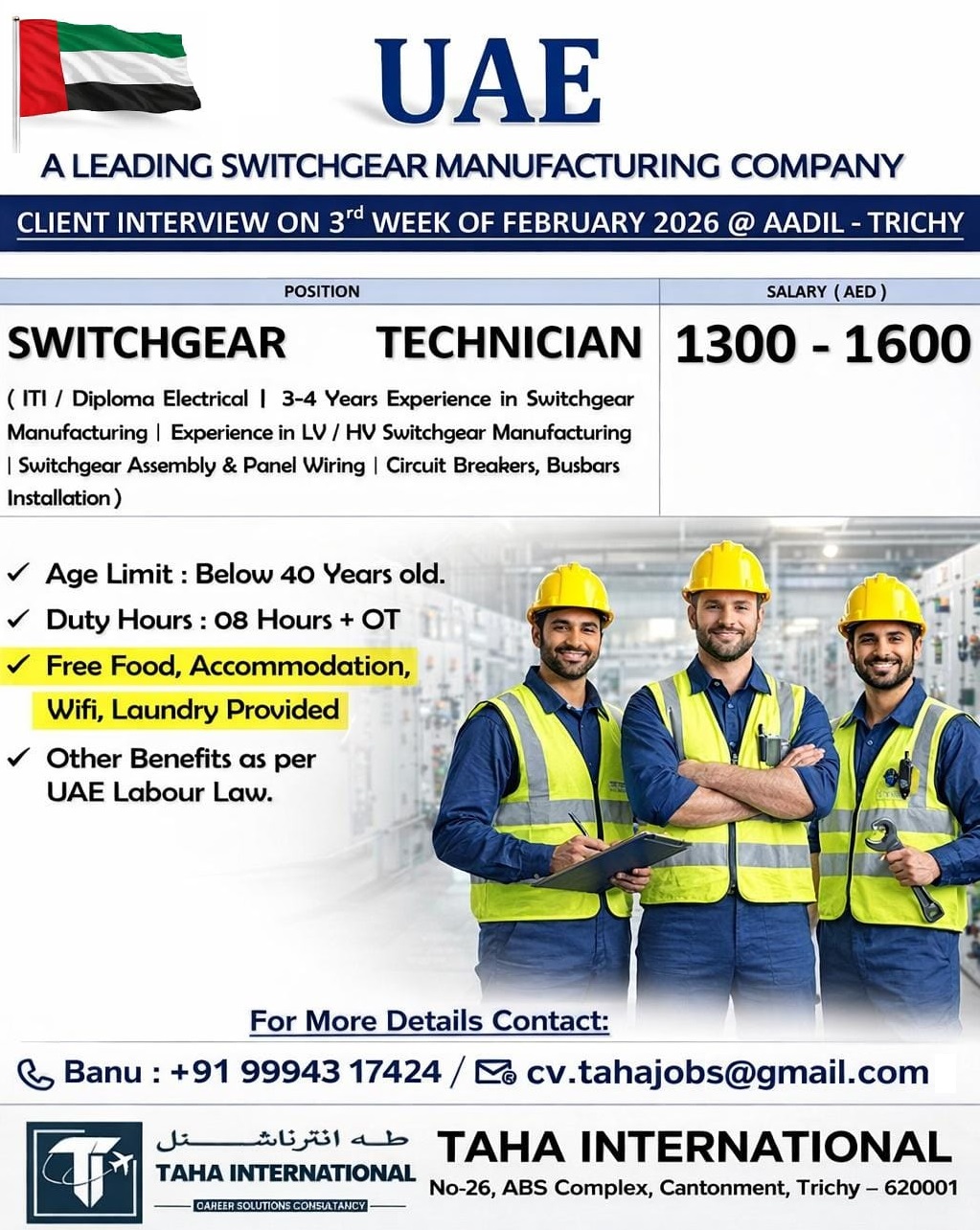 UAE – A LEADING SWITCHGEAR MANUFACTURING COMPANY – CV SELECTION