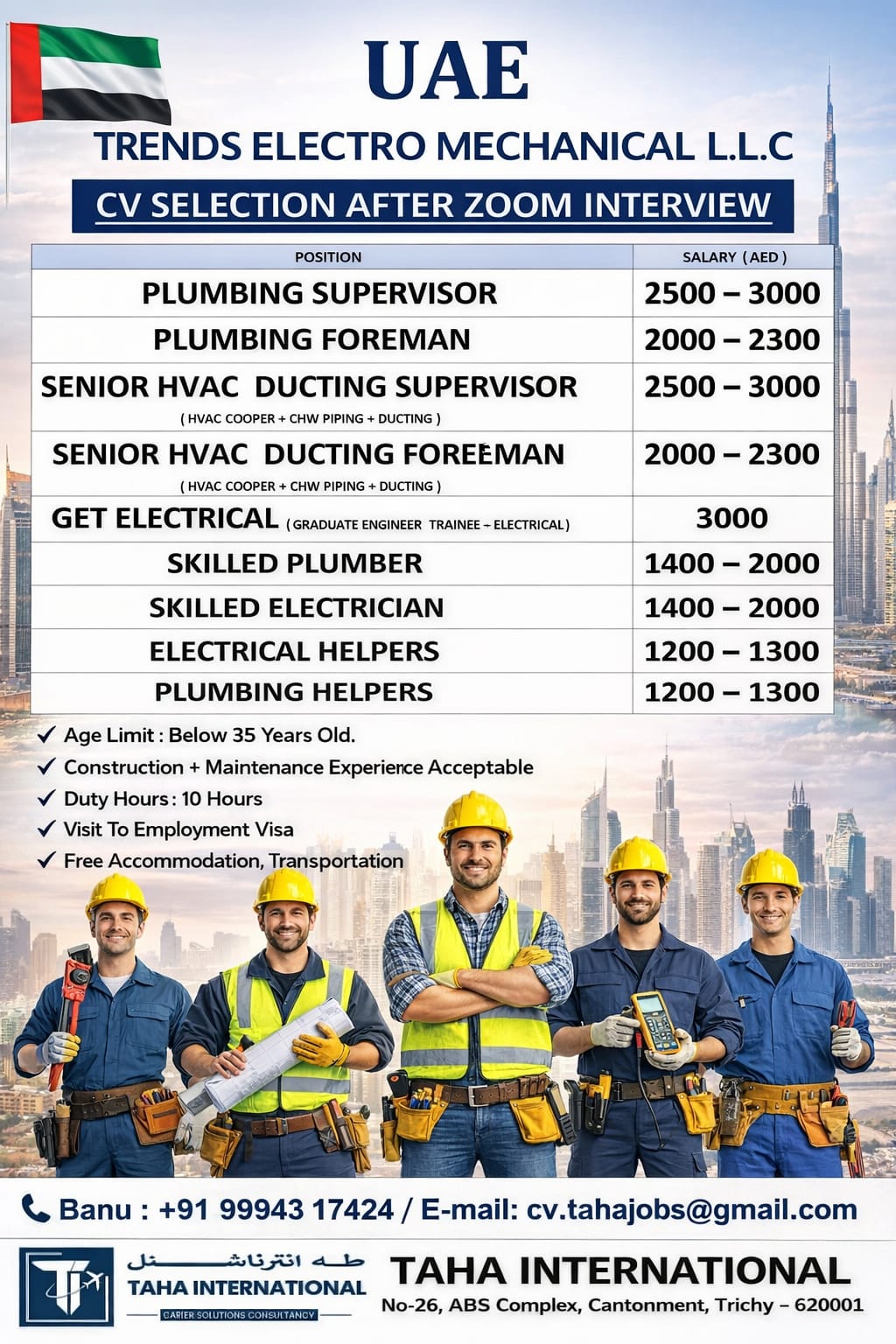 UAE – TRENDS ELECTRO MECHANICAL L.L.C – CV SELECTION