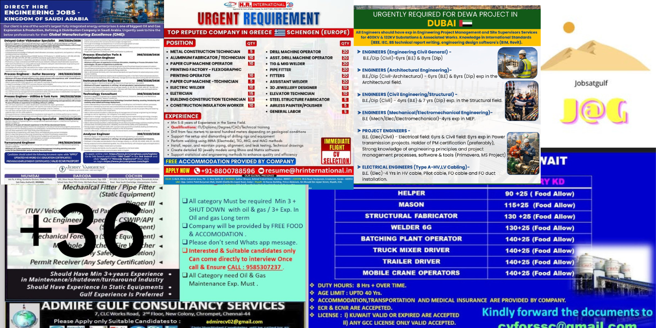 Gulf Walk-in Interview Trichy & Madurai 2026 | Companies & Dates