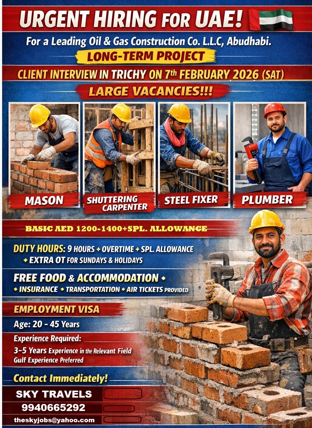 Urgently Required For UAE