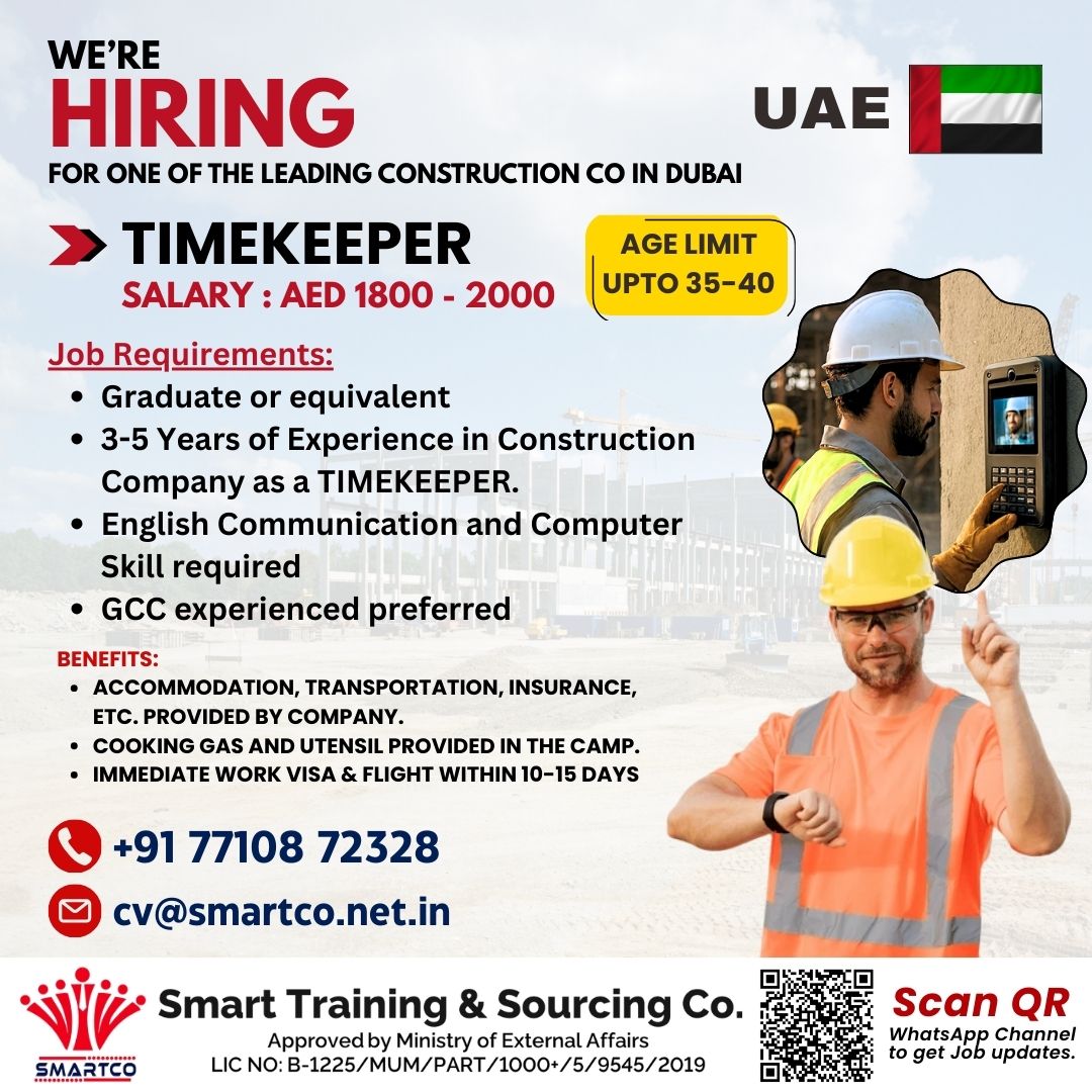 WE’RE HIRING FOR ONE OF THE LEADING CONSTRUCTION CO IN DUBAI