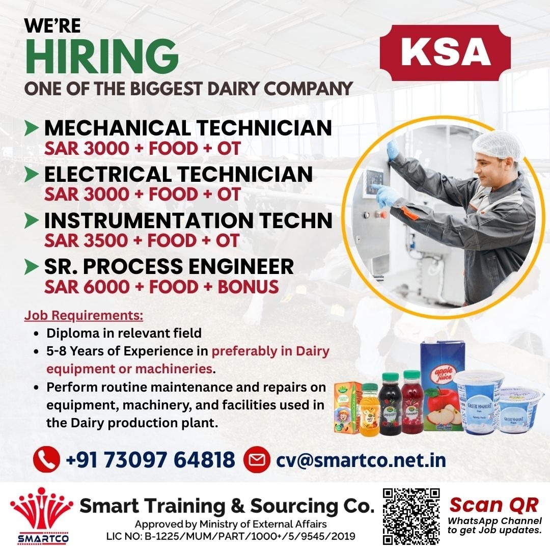 WE’RE HIRING ONE OF THE BIGGEST DAIRY COMPANY