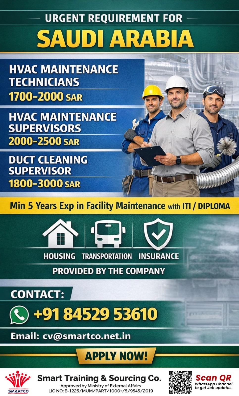 URGENT REQUIREMENT FOR SAUDI ARABIA HVAC MAINTENANCE