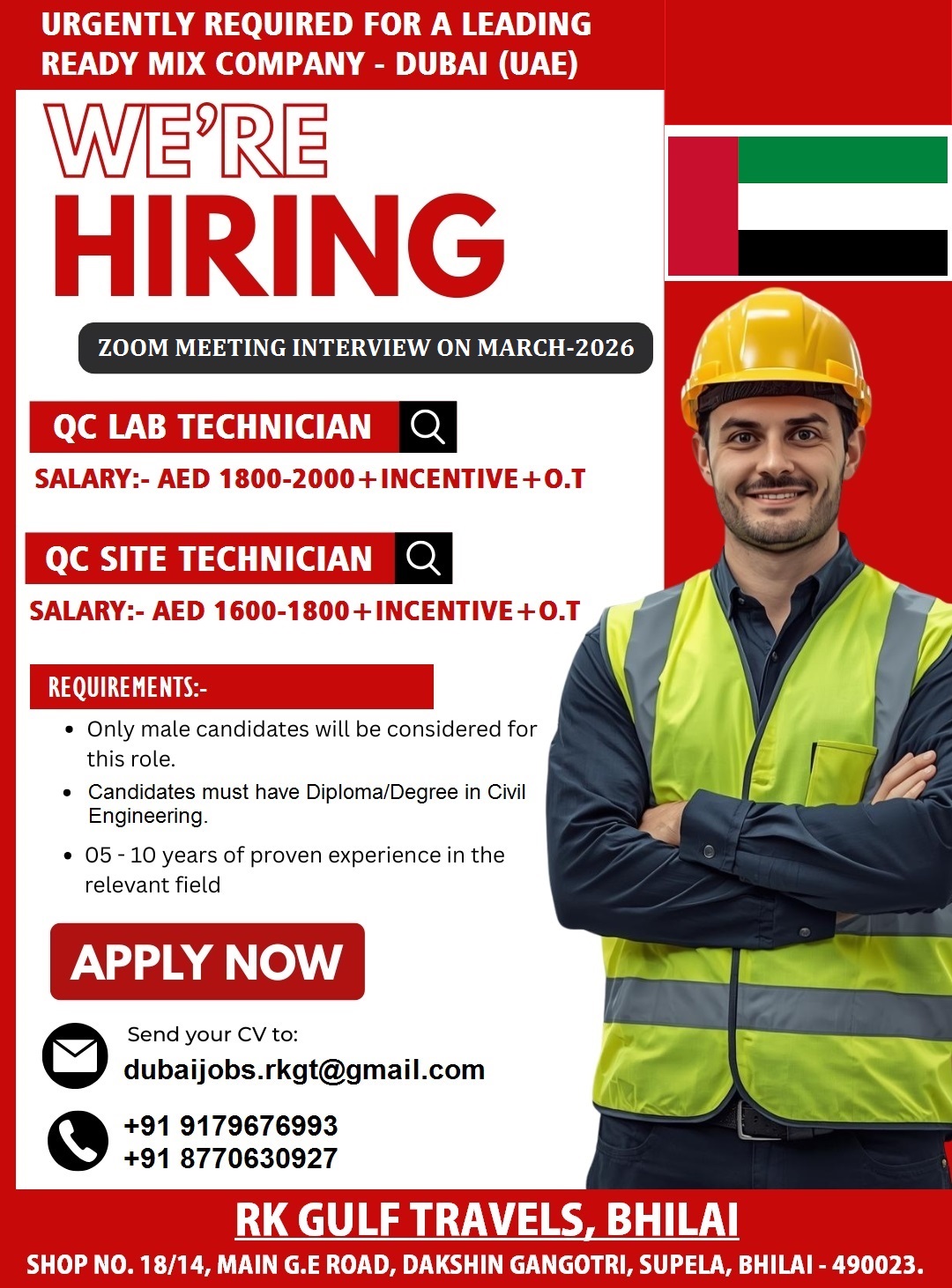 HIRING FOR A LEADING READY MIX COMPANY – DUBAI (UAE).