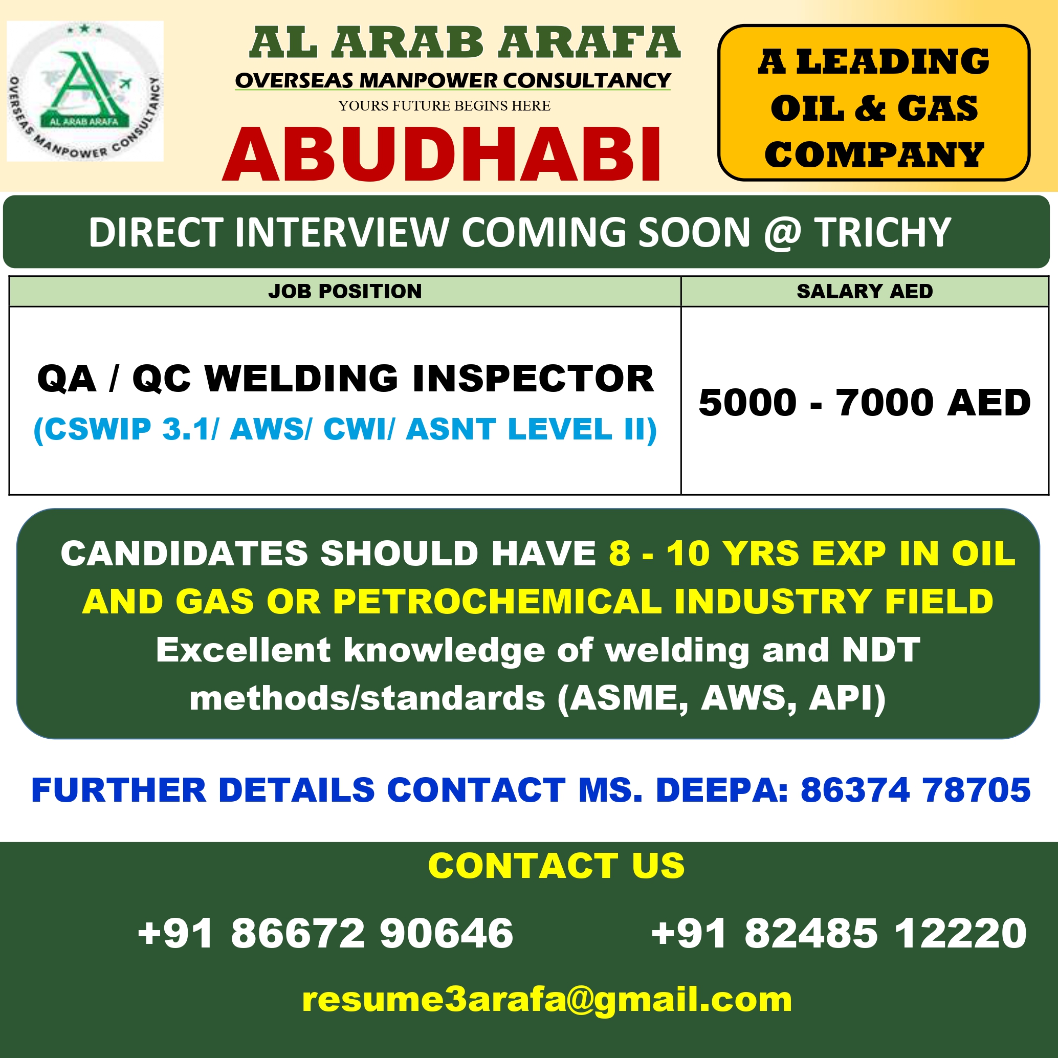 DIRECT INTERVIEW COMING SOON @ TRICHY