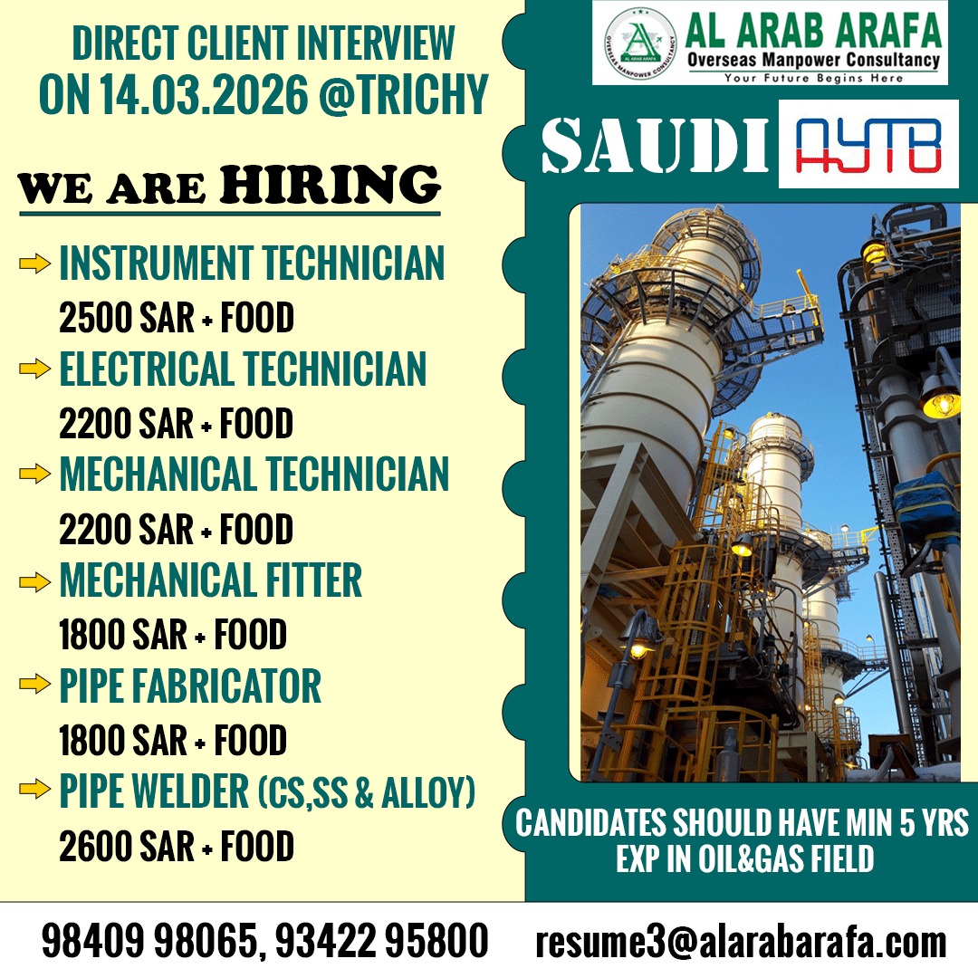 DIRECT CLIENT INTERVIEW ON 14.03.2026 @ TRICHY