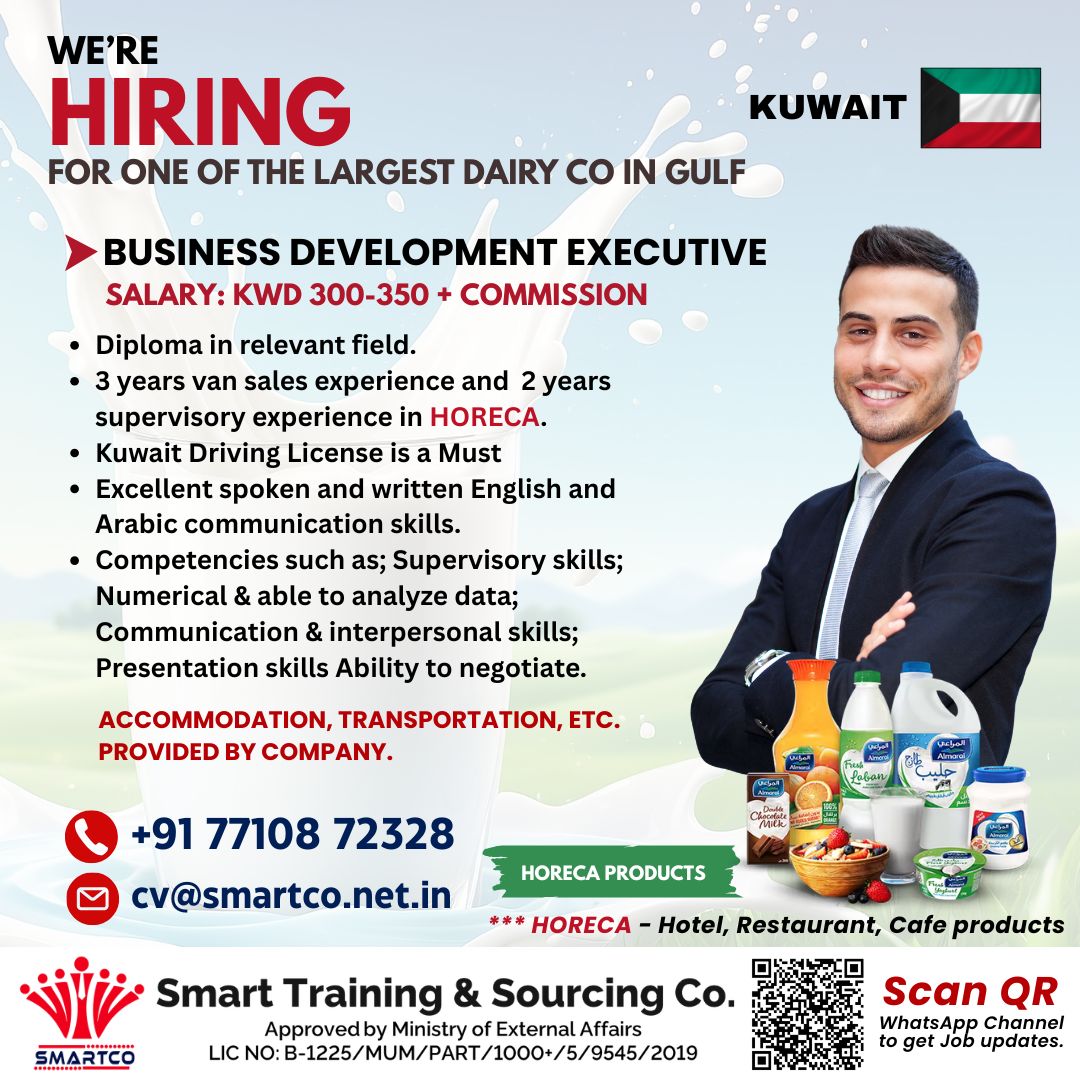 WE’RE HIRING FOR ONE OF THE LARGEST DAIRY CO IN GULF KUWAIT