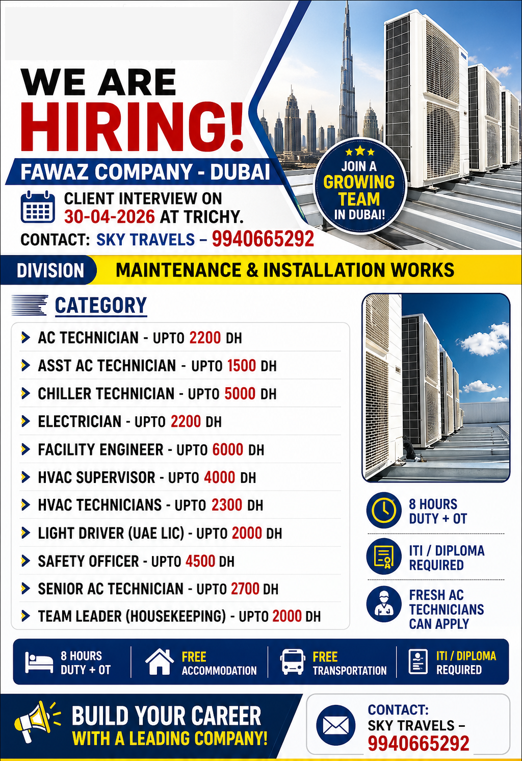 Urgently Required For Leading Company – Dubai.