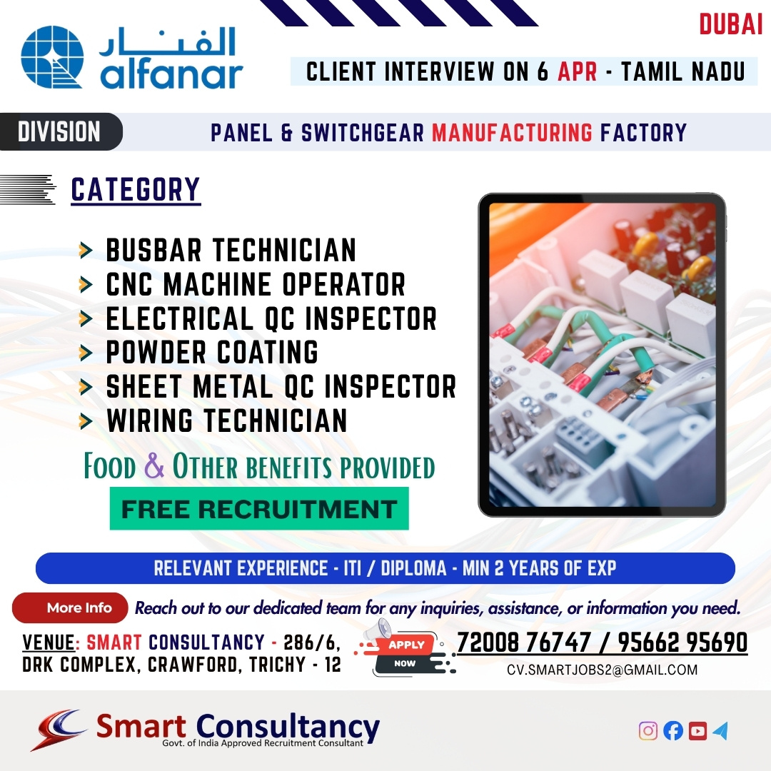 GULF JOB ALERT – DUBAI | FREE RECRUITMENT  Client Interview on 6 APR – Tamil Nadu