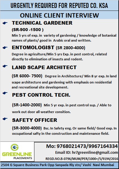 URGENTLY REQUIRED FOR REPUTED CO. KSA