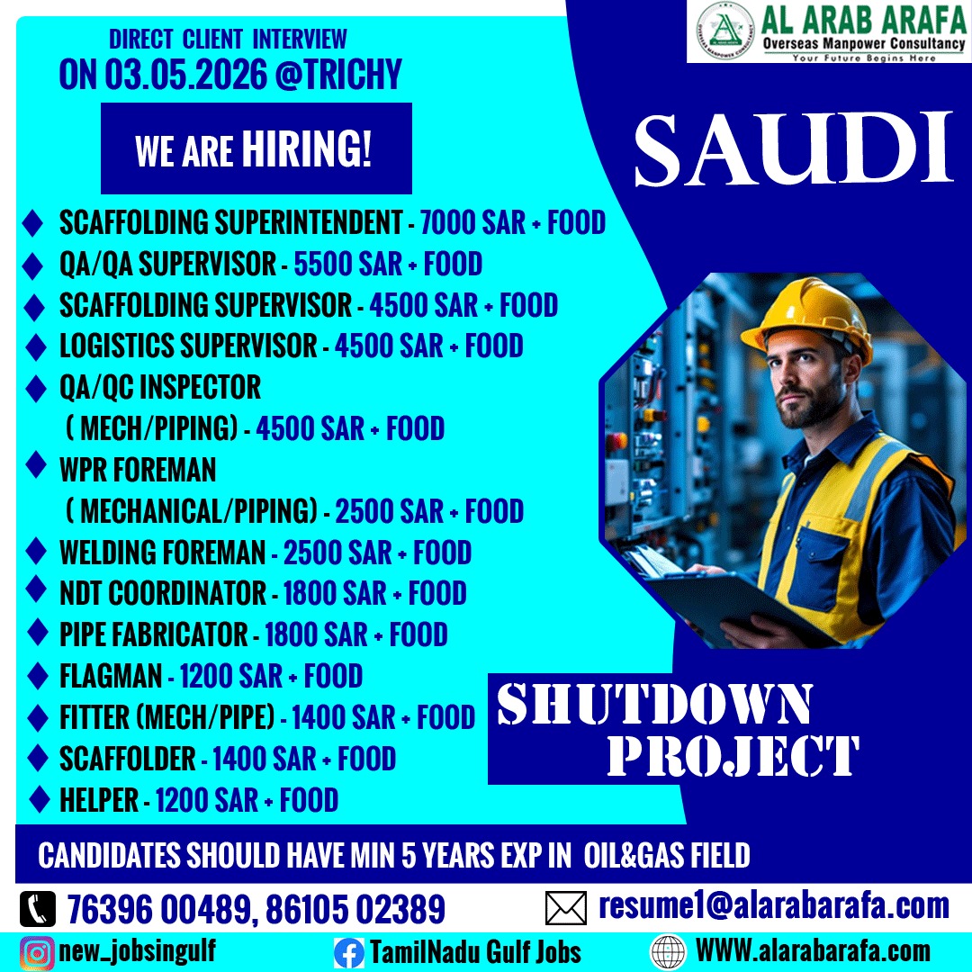 DIRECT CLIENT INTERVIEW ON 03.05.2026 @ TRICHY