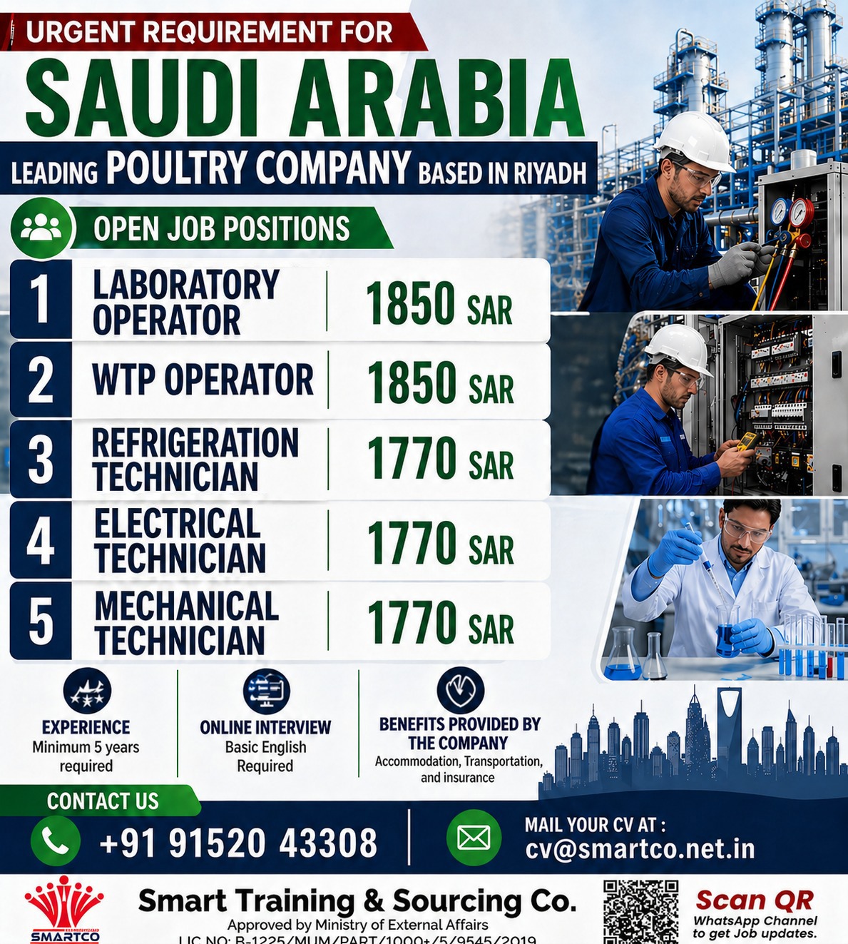 URGENT REQUIREMENT FOR 🇸🇦 SAUDI ARABIA  Leading Poultry Company based in Riyadh