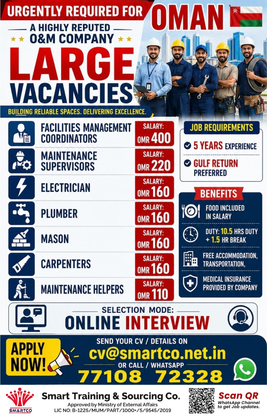 URGENTLY REQUIRED FOR A HIGHLY REPUTED ** O&M COMPANY ✶✶