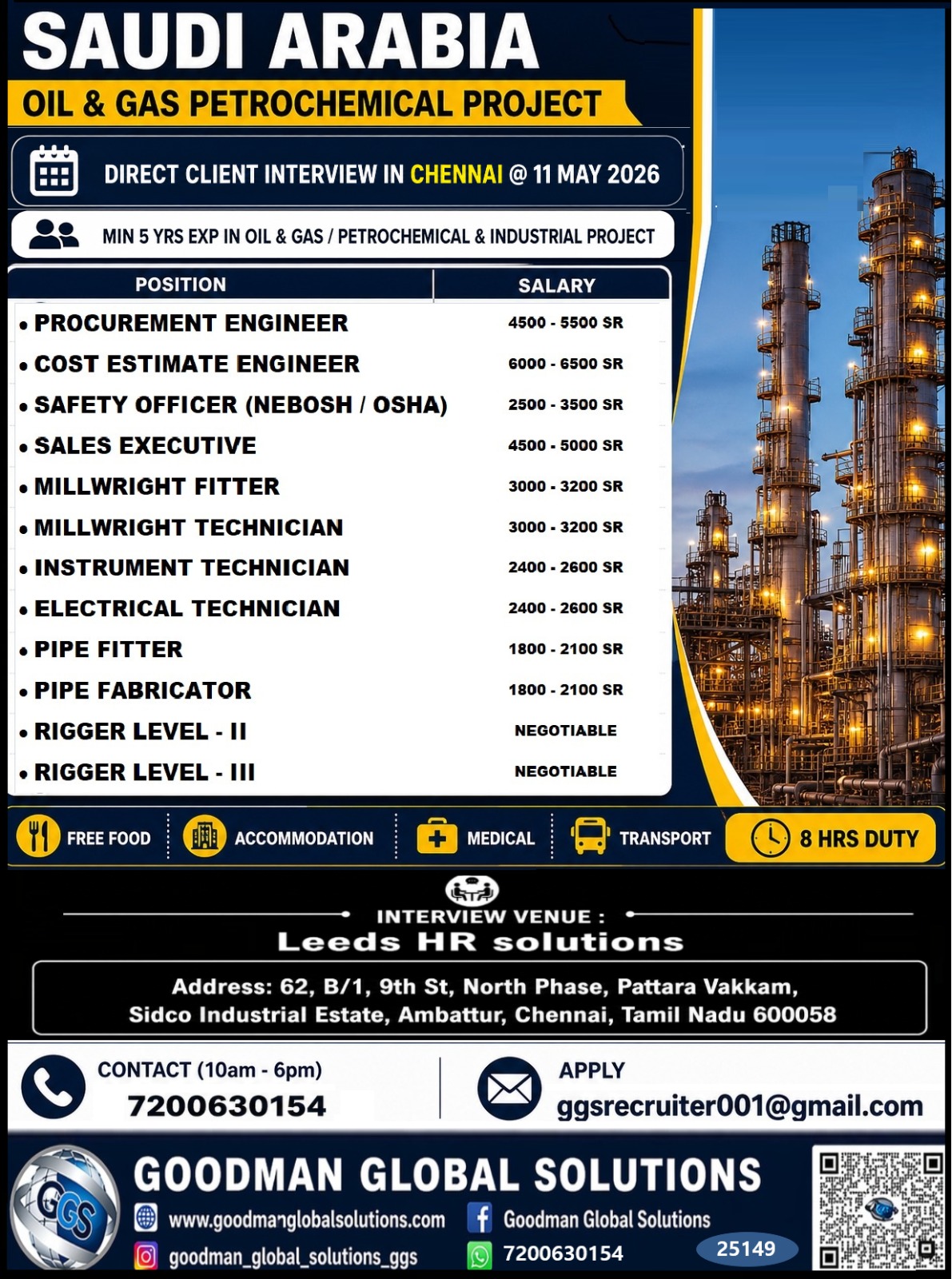 URGENT REQUIREMENT – UAE – LONG TERM DIRECT CLIENT INTERVIEW IN CHENNAI MAY 21st 2026