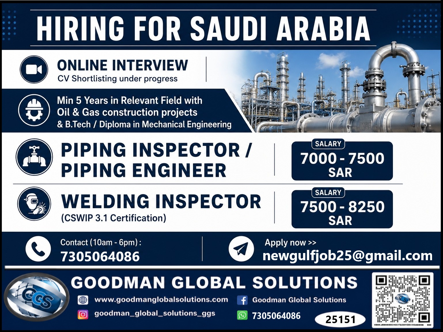 REQUIREMENT – SAUDI ARABIA – LONG TERM ONLINE INTERVIEW -CV SHORTLISTING UNDER PROCESS