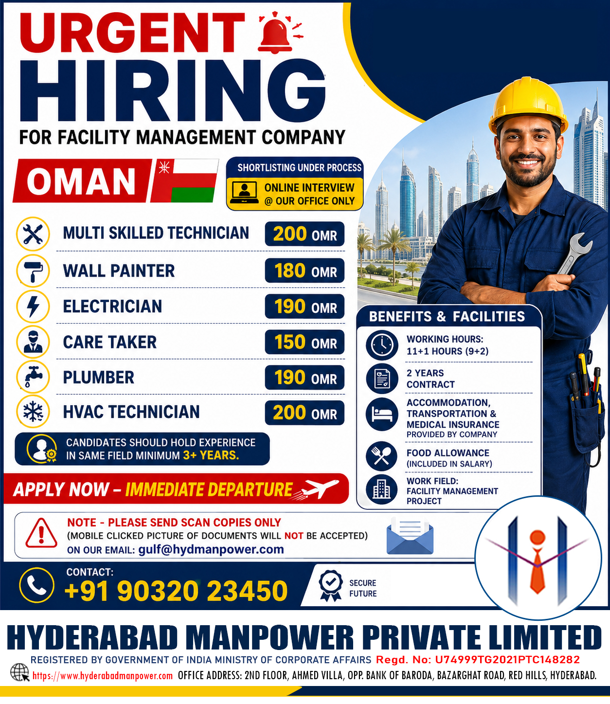 🚨 Immediate Hiring for Facility Management Company – Oman