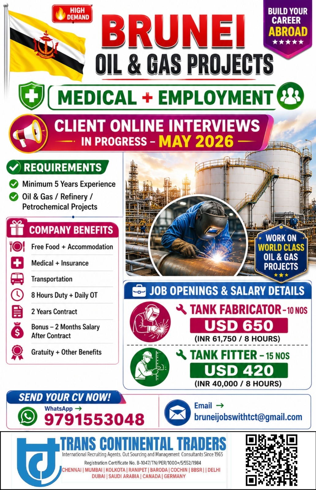 HIRING FOR BRUNEI-OIL AND GAS INDUSTRY