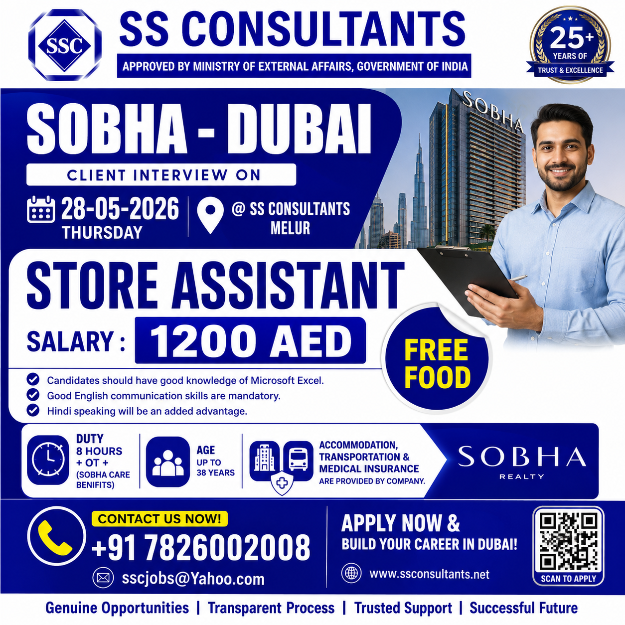Dubai Store Assistant Vacancy 2026 | 1200 AED Salary + Free Food | SS Consultants