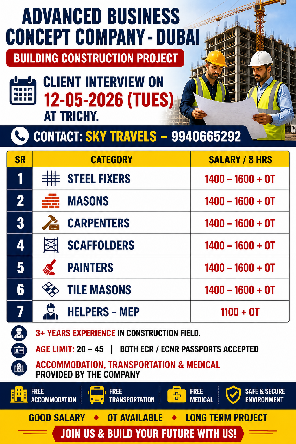 Urgently Required For Leading Company – Dubai.