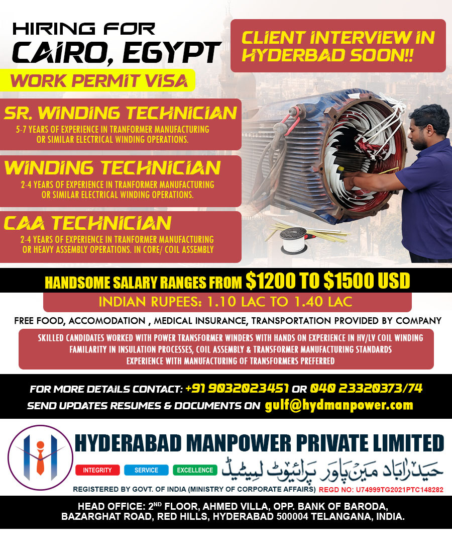 🚨 Hiring for Cairo, Egypt – Work Permit Visa 🇪🇬