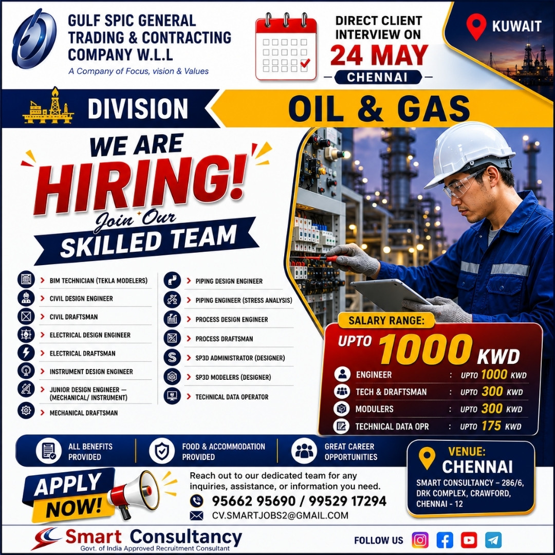🔥 WE ARE HIRING FOR KUWAIT – OIL & GAS DIVISION 🔥
