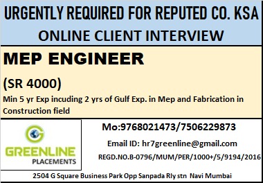 URGENTLY REQUIRED FOR REPUTED CO. KSA