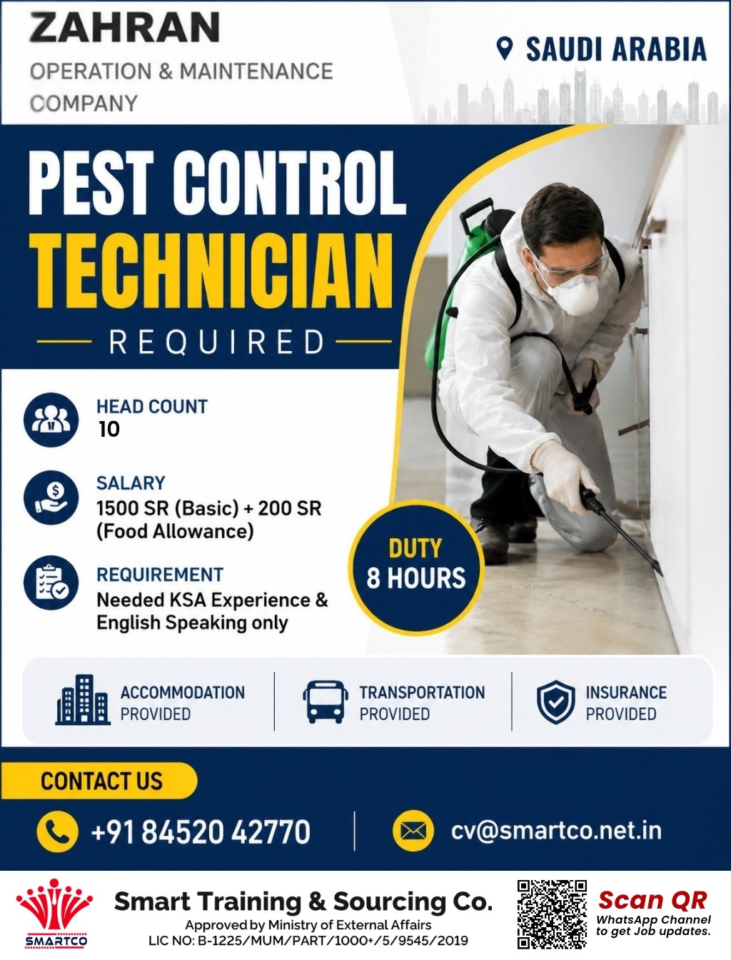 ZAHRAN Operation & Maintenance Company 🐜 Pest Control Technician Required