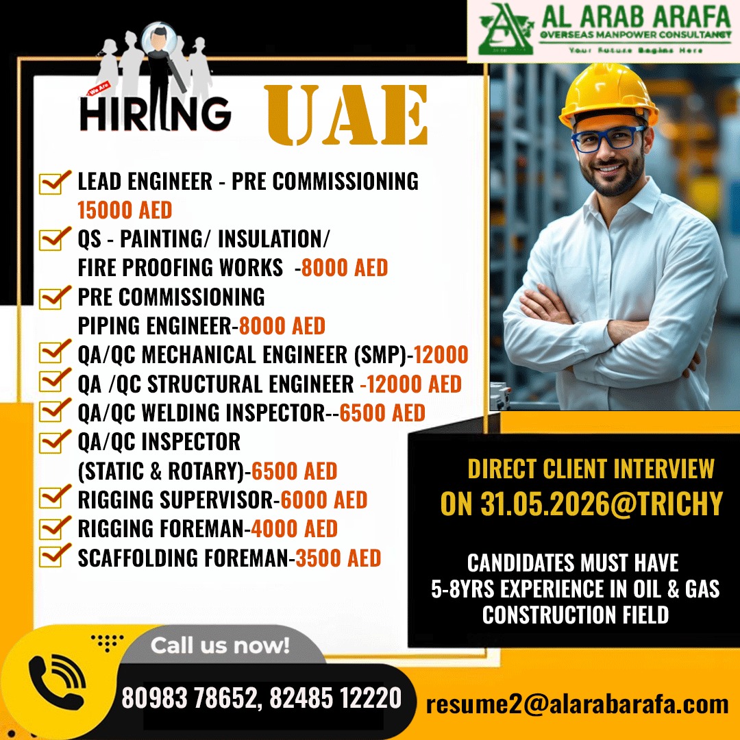 DIRECT CLIENT INTERVIEW ON 31.05.2026 @ TRICHY