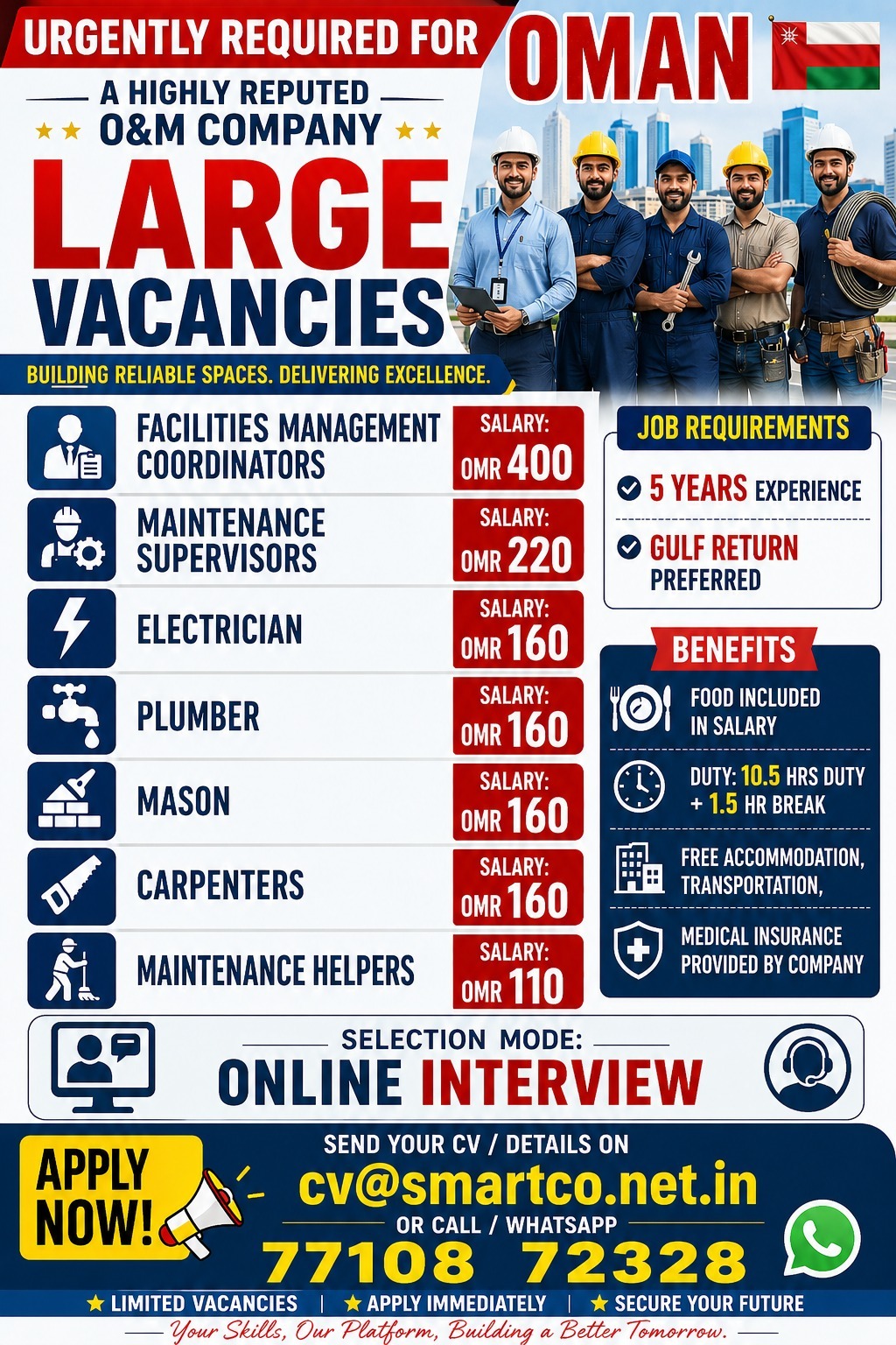 URGENTLY REQUIRED FOR A HIGHLY REPUTED * O&M COMPANY