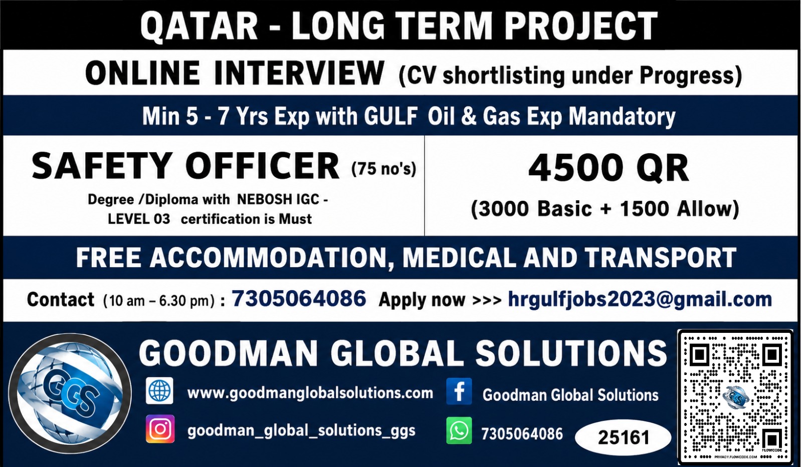 QATAR – LONG TERM PROJECT ONLINE INTERVIEW (CV SHORTLISTING UNDER PROCESS)